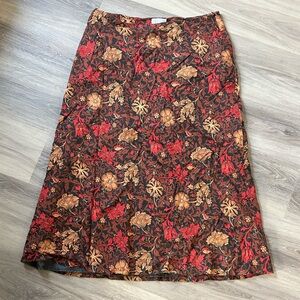 Floral Red and Gold Women's Maxi Skirt